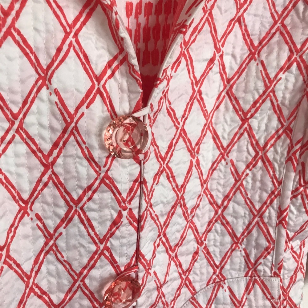 Patty Kim Reversible Cotton Jacket in Fuchsia and Coral, Pockets on Both Sides - Picture 8 of 12